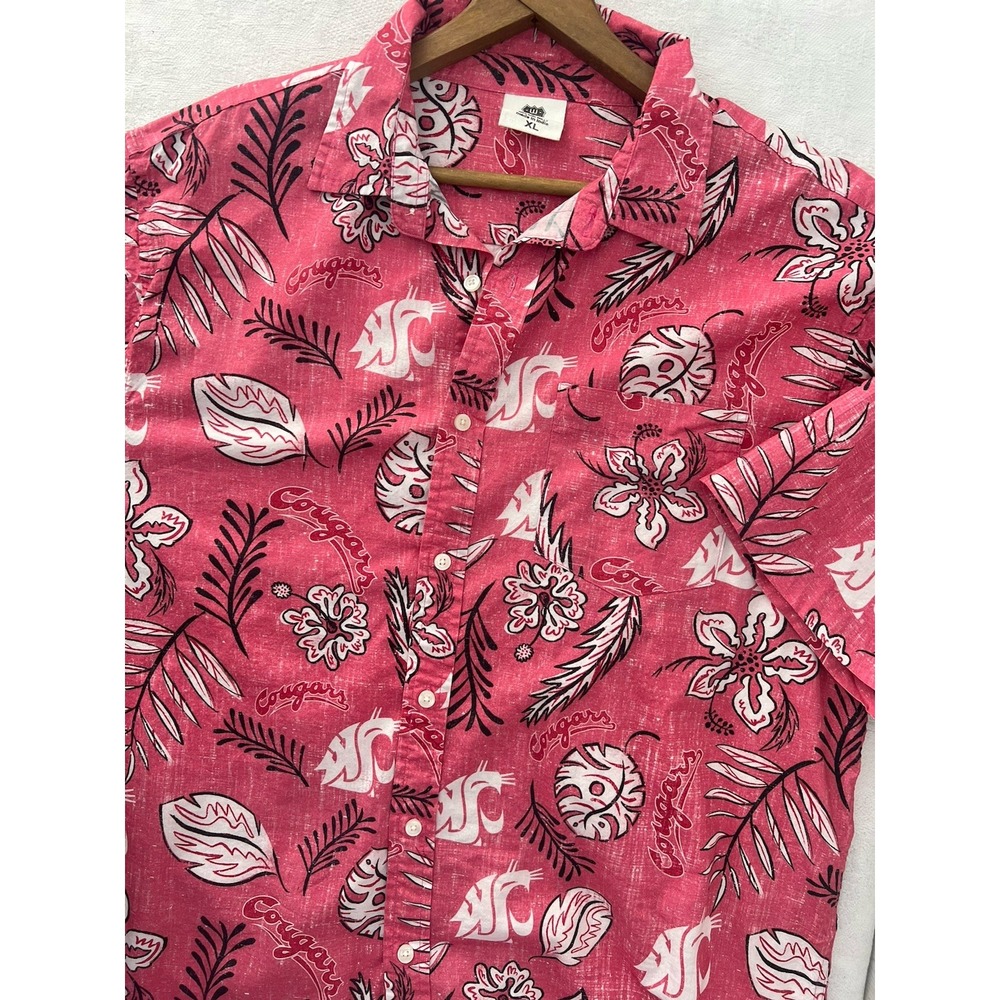 WES AND WILLY Washington State Cougars  HAWAIIAN FLORAL Shirt XL College